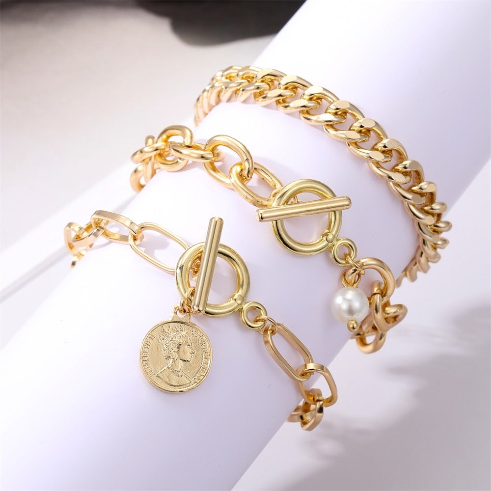 Gold Color Butterfly Snake Moon Bracelet Twist Cuban Chain Bracelet for Women Chain Jewelry Gifts