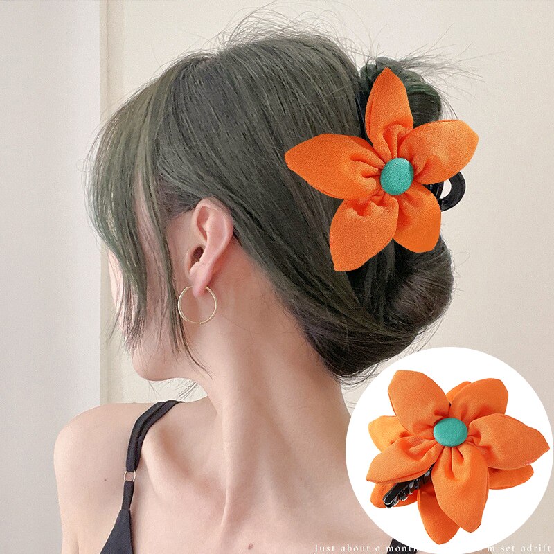 Large Hair Claw Flower Grace Shark Clip Headdress Summer Ponytail Claw Clip Sweet Hair Clip Cute Hairpin