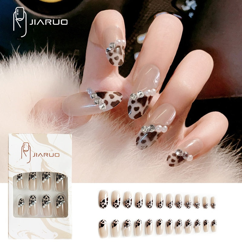 Fake nails press on nail art long tips False forms for extension with glue Stick reusable set design Acrylic Artificial