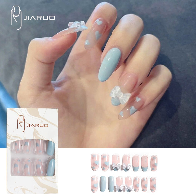 Fake nails press on nail art long tips False forms for extension with glue Stick reusable set design Acrylic Artificial