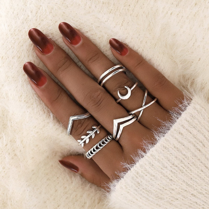 Geometric Knuckle Rings set For Women Crystal Gold color Finger Ring Boho Ladies wedding Jewelry Gift