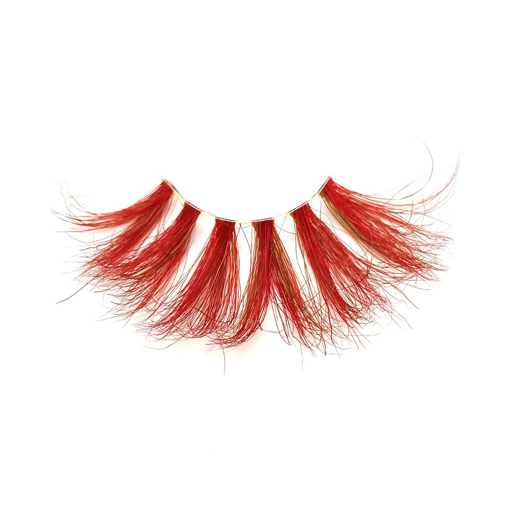 1 Pair Red Blue Purple Pink Mix 3D Mink Colored Eyelashes Ombre Vegan Strip Lashes Natural Dramatic Fluffy Colourful