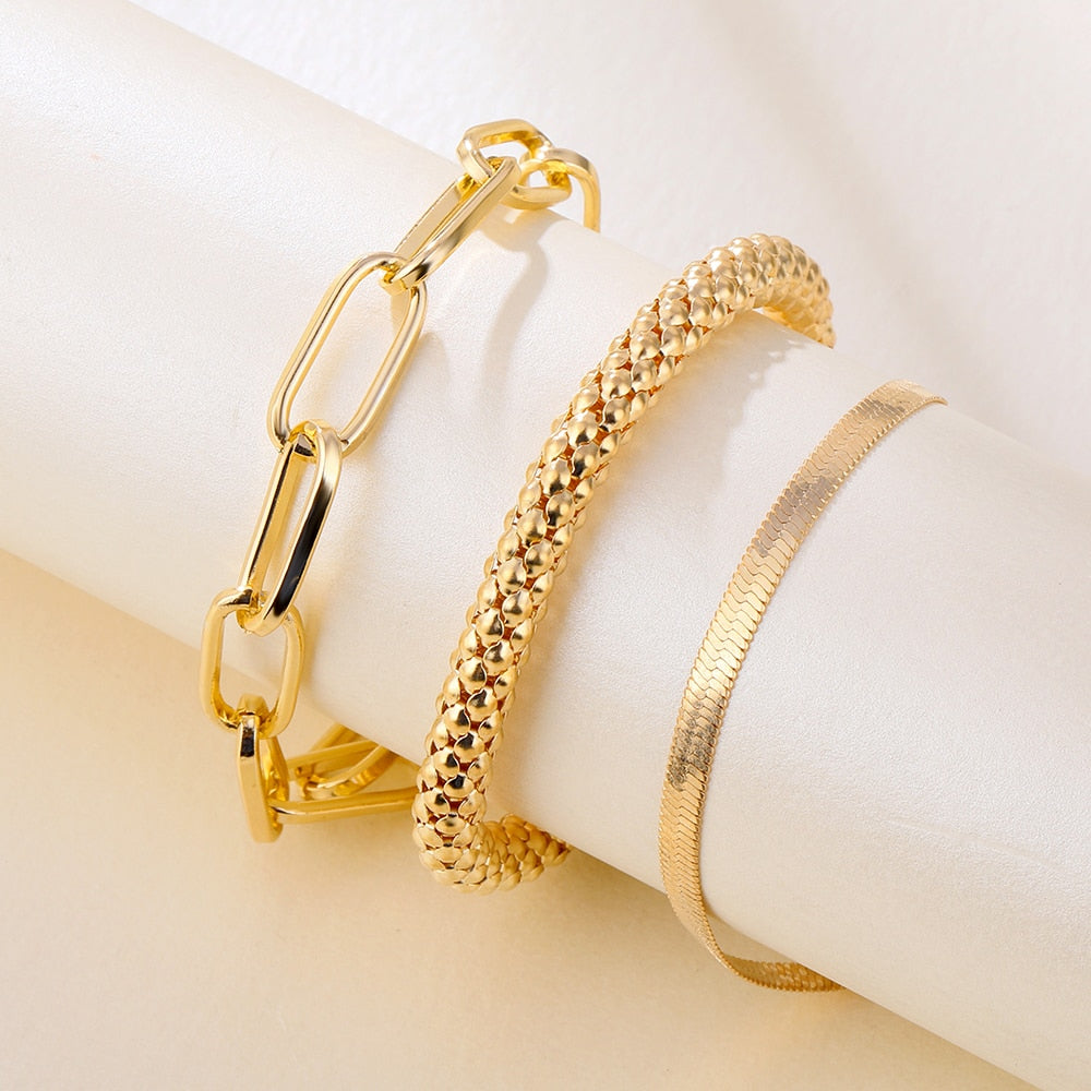 Gold Color Butterfly Snake Moon Bracelet Twist Cuban Chain Bracelet for Women Chain Jewelry Gifts