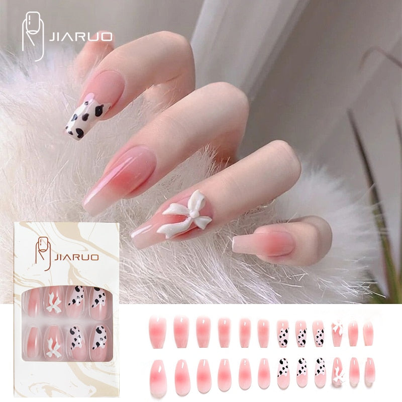 Fake nails press on nail art long tips False forms for extension with glue Stick reusable set design Acrylic Artificial