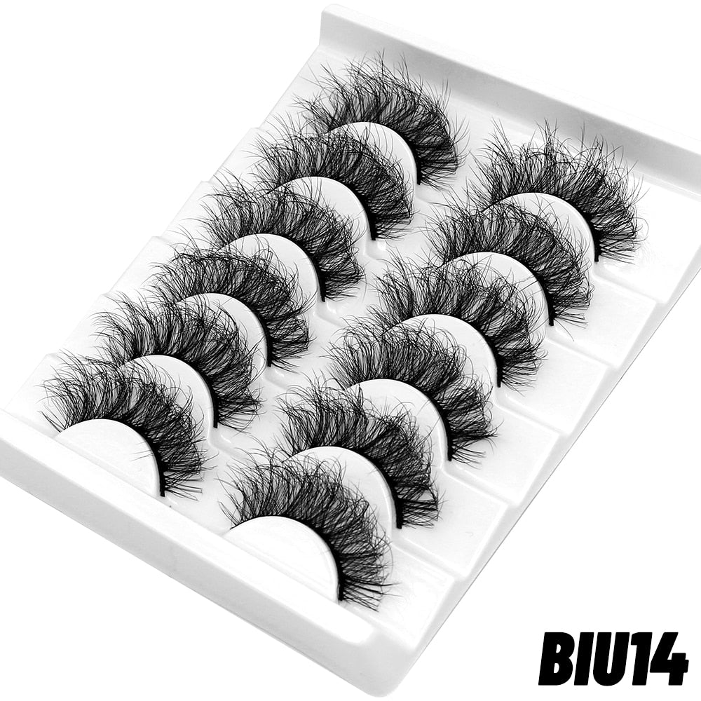 False Eyelashes Cat-Eye Fluffy Faux Mink Lashes 8D Wispy Lashes 5/6 Pairs Pack Dramatic Long Thick Volume Eyelashes