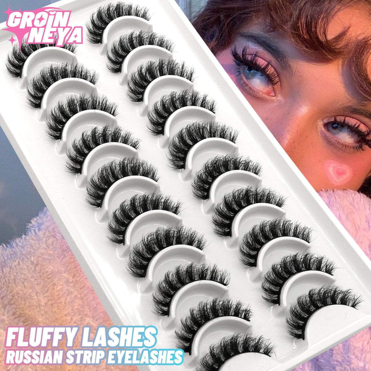 5/10 Pairs 3D Faux Mink Lashes Fluffy Soft Wispy Volume Natural long False Eyelashes Eye Lashes Reusable Eyelashs