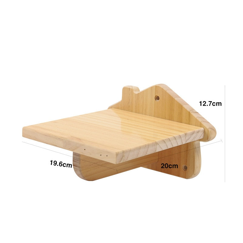 Cat Climbing Wood Frame Wall Mounted Solid Wood Cat Tree Jumping Platform Wall DIY Pet Furniture Kitten Springboard Scratching