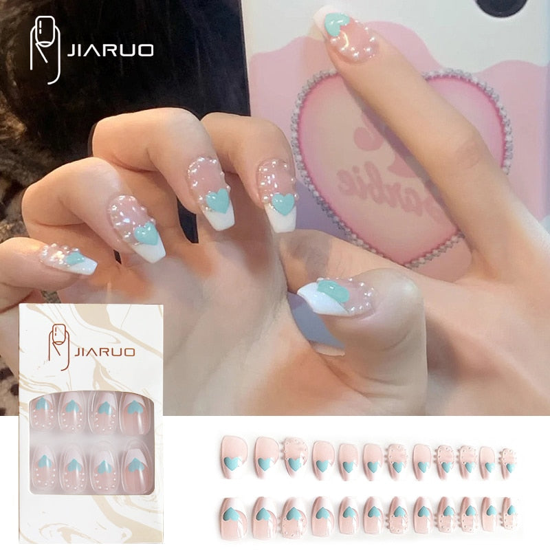 Fake nails press on nail art long tips False forms for extension with glue Stick reusable set design Acrylic Artificial