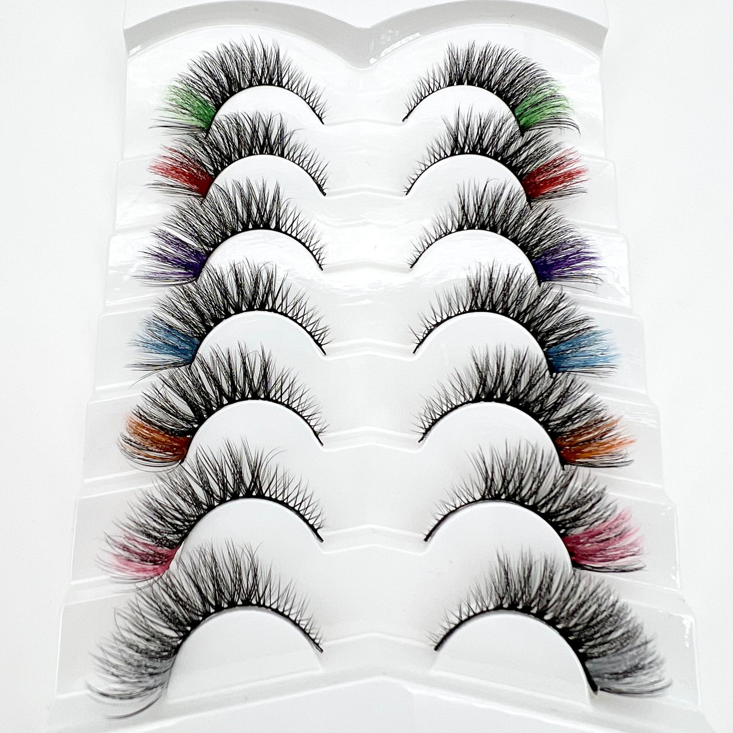 3D Mink Lashes 7Pairs Colored Lashes 100% Fluffy Mink Lashes Mix Colored Eyelashes Pink Blue Red False Eyelashes