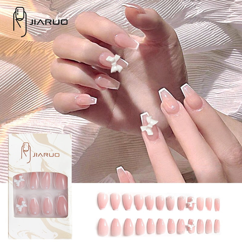 Fake nails press on nail art long tips False forms for extension with glue Stick reusable set design Acrylic Artificial