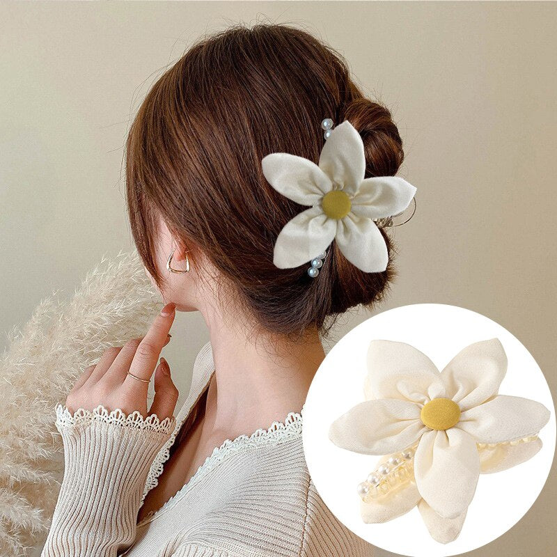 Large Hair Claw Flower Grace Shark Clip Headdress Summer Ponytail Claw Clip Sweet Hair Clip Cute Hairpin