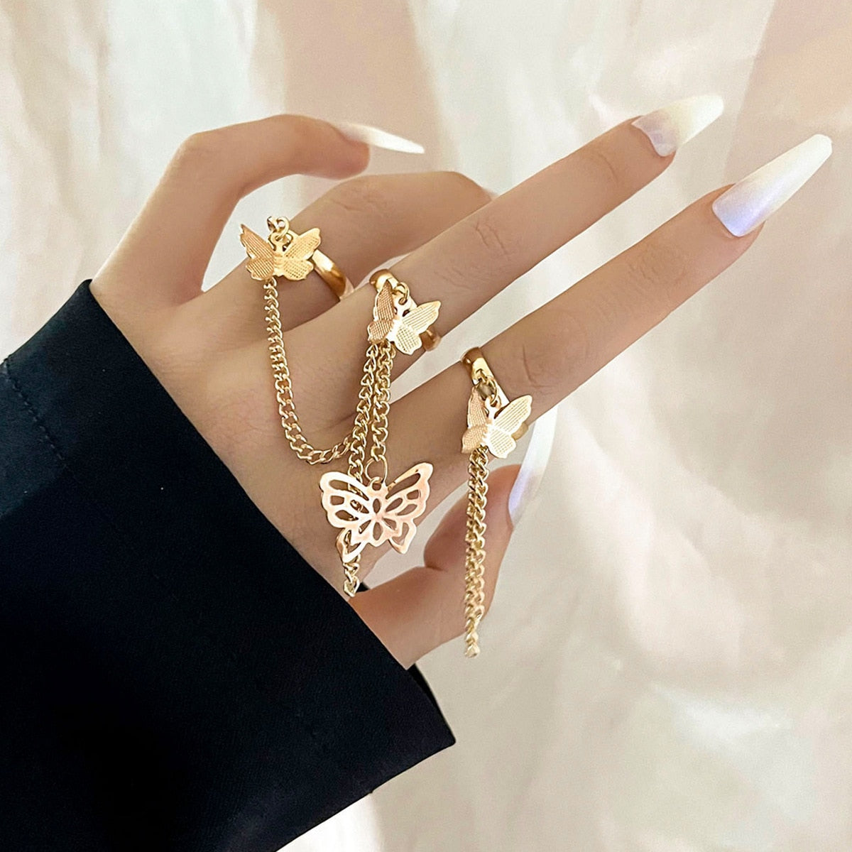 Bohemian Geometric Rings Sets Crystal Star Moon Flower Butterfly Constellation Knuckle Finger Ring Set For Women Jewelry