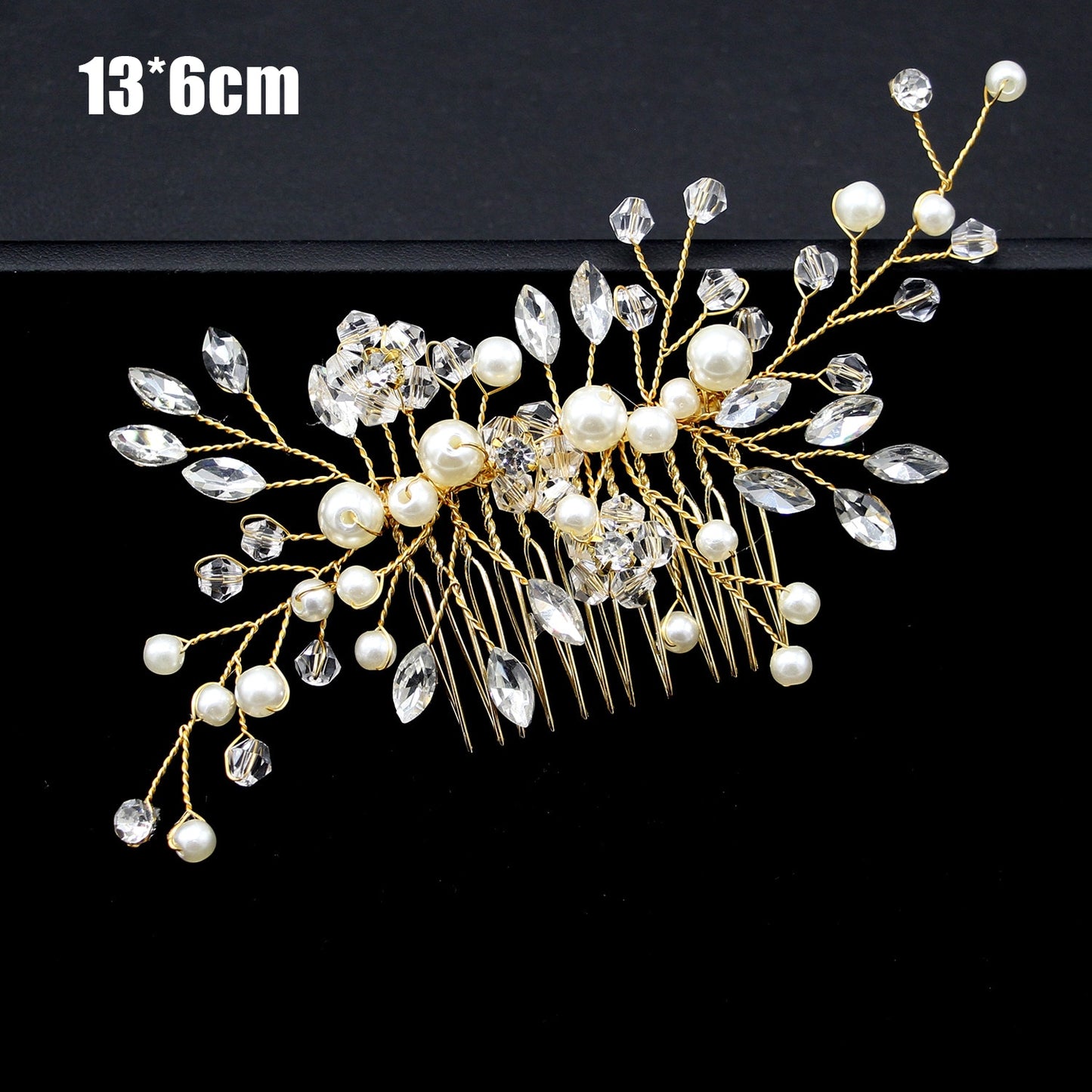 Crystal Pearl Bridal Tiaras Hairbands Hairpins Bridesmaid Diamante Hair Vine Accessories Wedding Jewelry 35cm Headwear