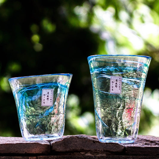 Japan Tsukiyeye Kobo Handmade Glass Smudge Hammered Glass Water Cup Wine Glass Tea Cup Red Wine Glass Vodka Artwork Sake Tumbler