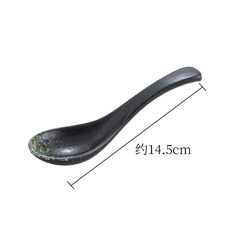 1pcs Creative Japanese Ceramic Spoon Kitchen Cooking Utensil Healthy Retro Style Tool Soup Teaspoon