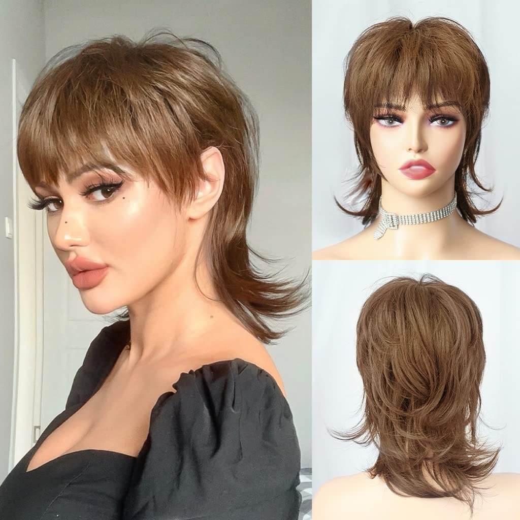 12 inch Synthetic Pixie Cut Wig With Bangs Curly Black Blonde Natural Fake Hair Wigs For Women Daily Party Cosplay Costume Use