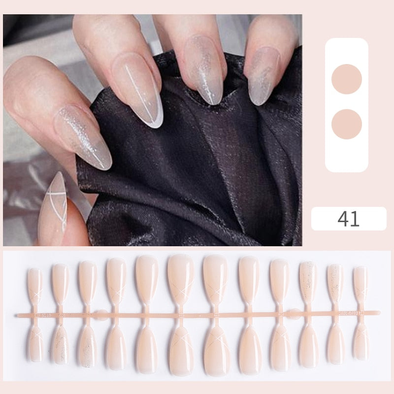 Matte False Nail Tips Solid Color Matte Super Long Coffin False Nail Ballet Press on Nails Tips