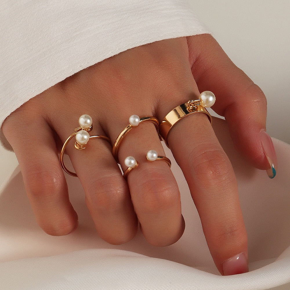 Bohemian Geometric Rings Sets Crystal Star Moon Flower Butterfly Constellation Knuckle Finger Ring Set For Women Jewelry