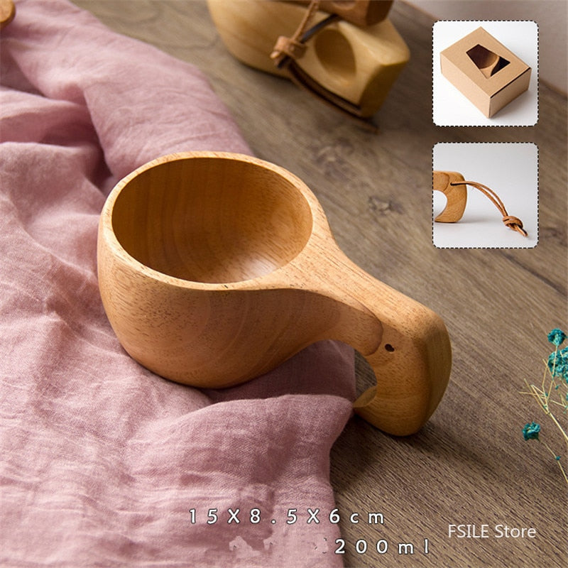 Chinese Portable Wood Coffee Mug Rubber Wooden Tea Milk Cups Water Drinking Mugs Drinkware Handmade Juice Lemon Teacup