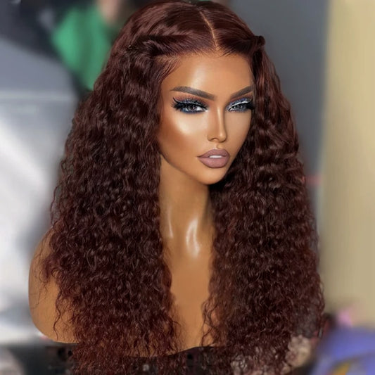 Reddish Brown Kinky Curly Wig Synthetic Lace Front Wigs For Women Copper Red Pre Plucked With Baby Hair Lace Closured Wig