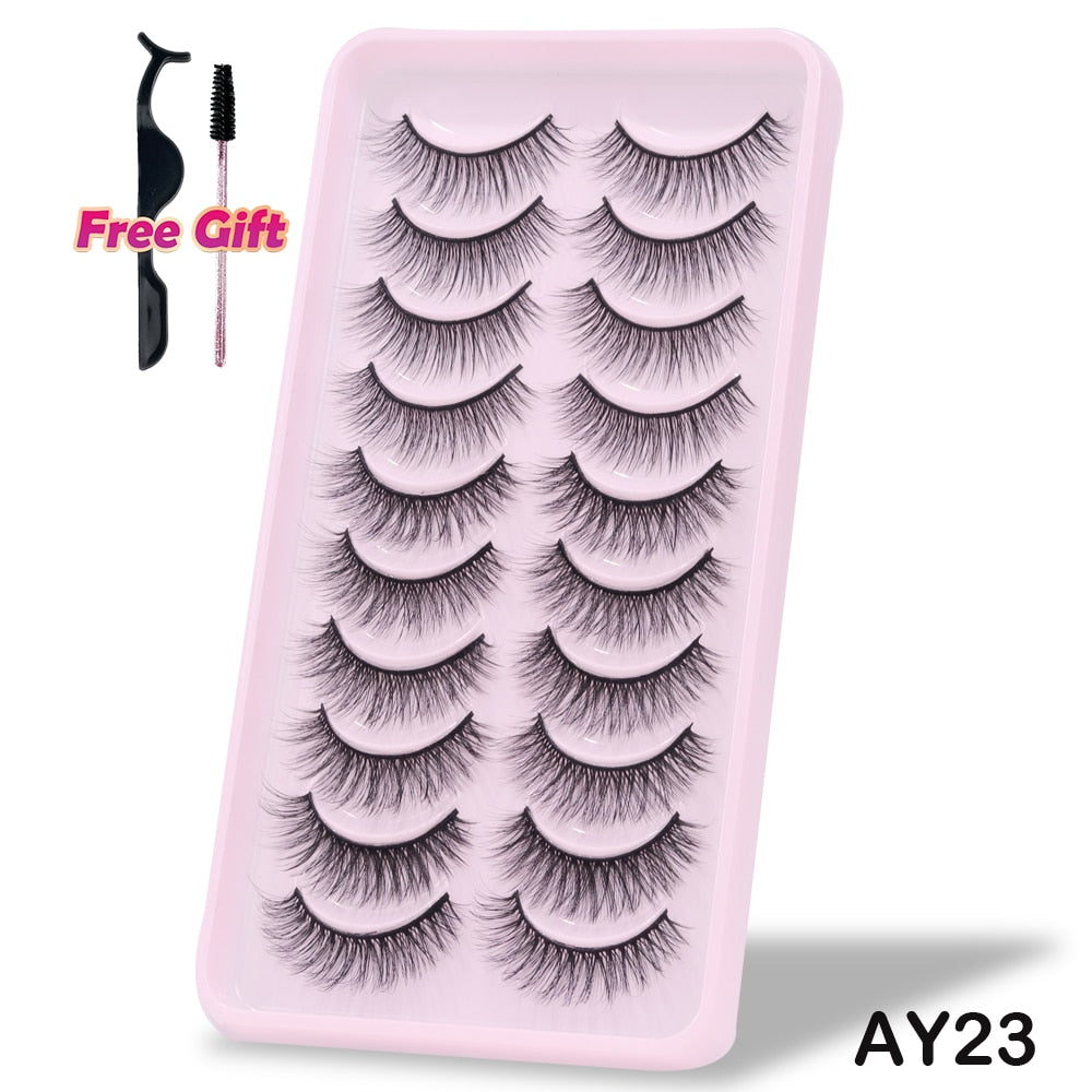 5/10/14Pairs Natural False Eyelashes Dramatic 3D Mink Lashes HandMade Fake Eyelash Extension Reusable Makeup Tool