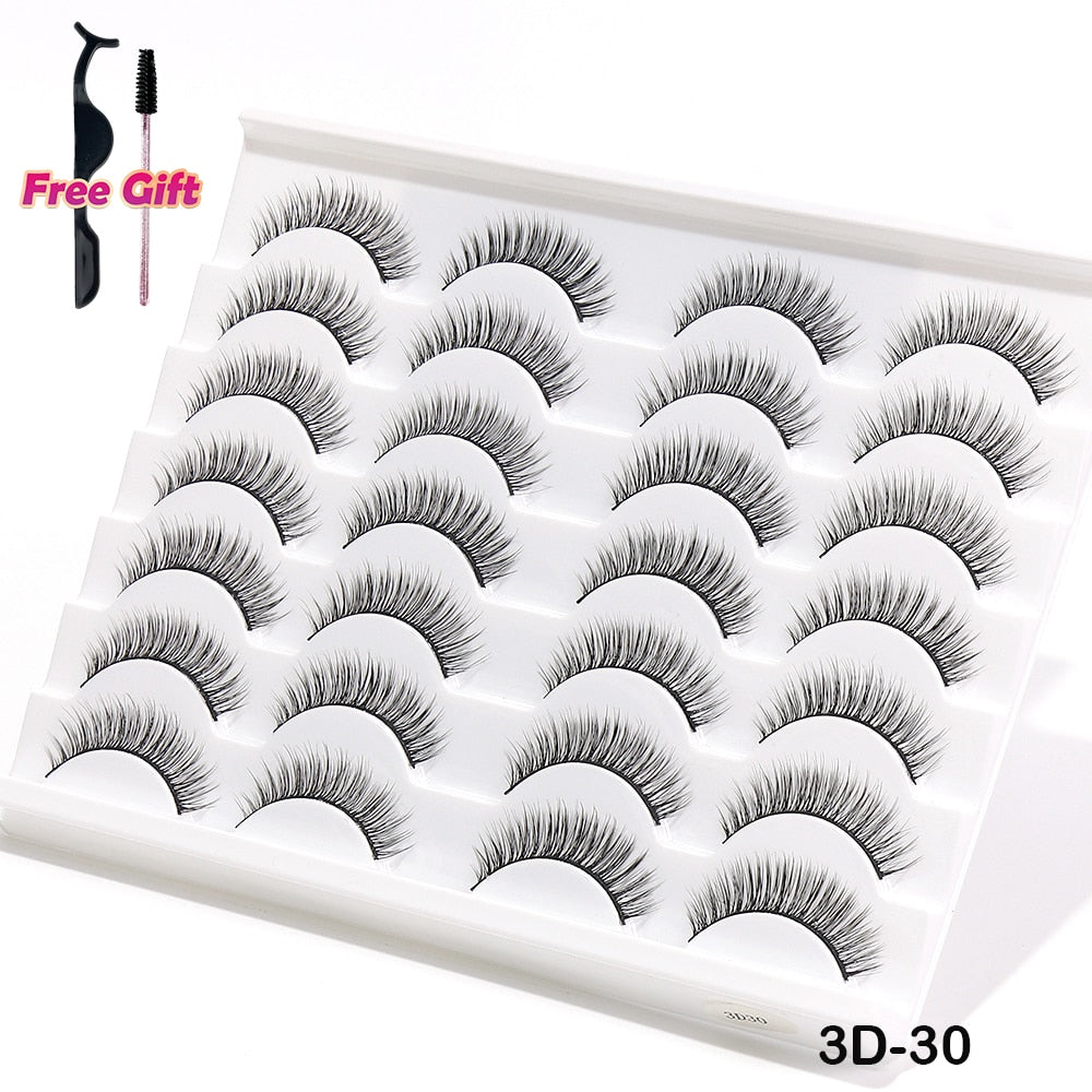 5/10/14Pairs Natural False Eyelashes Dramatic 3D Mink Lashes HandMade Fake Eyelash Extension Reusable Makeup Tool