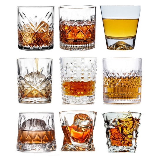 1PCS Whiskey Glass Old Fashioned Rocks Glasses Tumblers Glassware for Cocktail Scotch Bourbon Gin Vodka Brandy