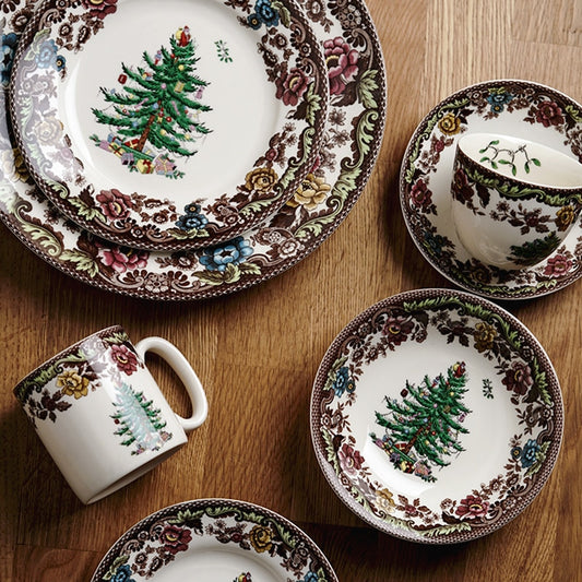 Christmas Tree Ceramic Tableware Vintage Dish and Bowl Steak Salad Dessert Plate Coffee Milk Tea Cup