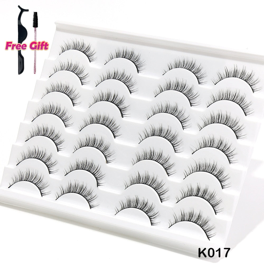 5/10/14Pairs Natural False Eyelashes Dramatic 3D Mink Lashes HandMade Fake Eyelash Extension Reusable Makeup Tool