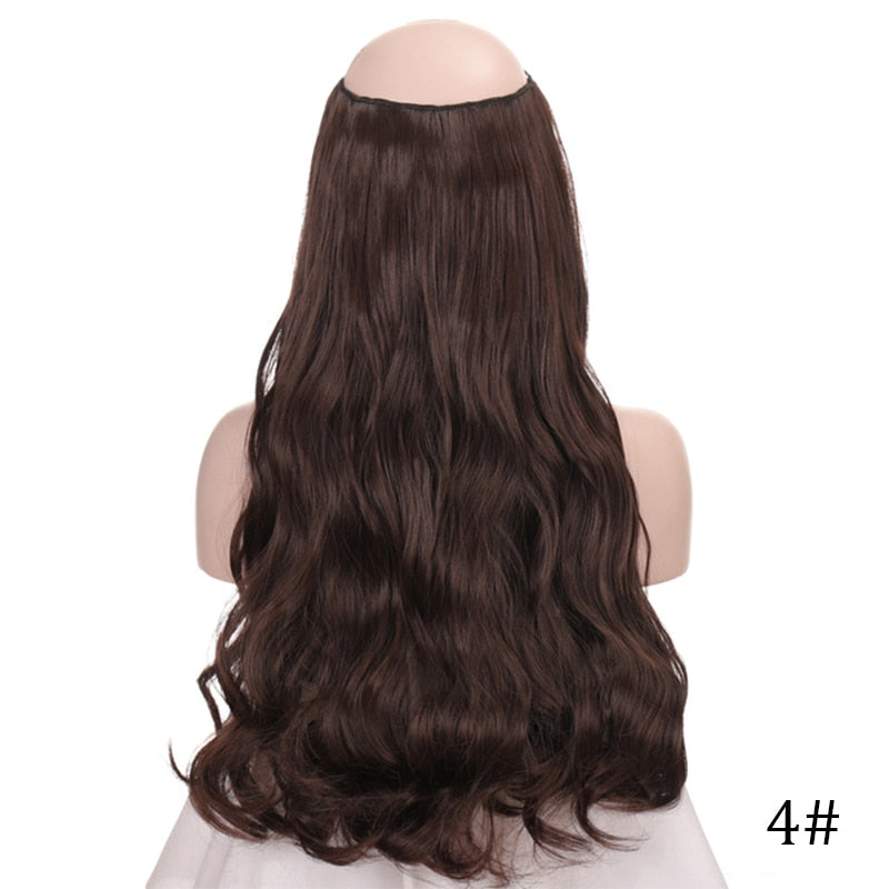 Synthetic 24 Inches No Clips In Natural Hidden Secret False Hair Piece Hair Extension Long Curly Fish Line Hair Pieces