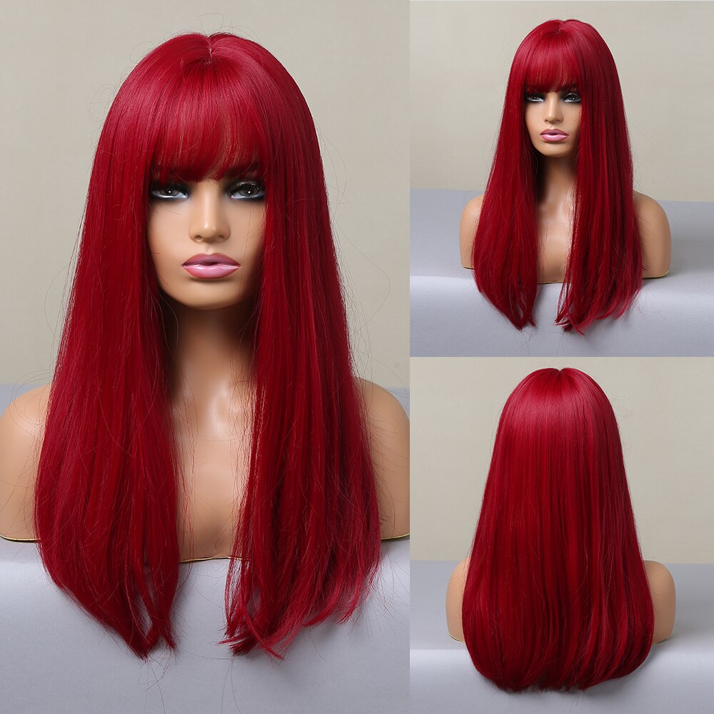 Black Bob Hair Wigs Medium Straight Synthetic Wig with Bangs Cosplay Wig Heat Resistant