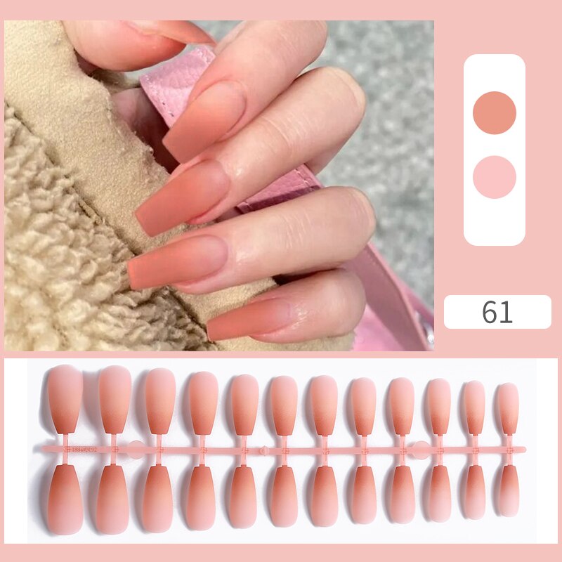 Matte False Nail Tips Solid Color Matte Super Long Coffin False Nail Ballet Press on Nails Tips