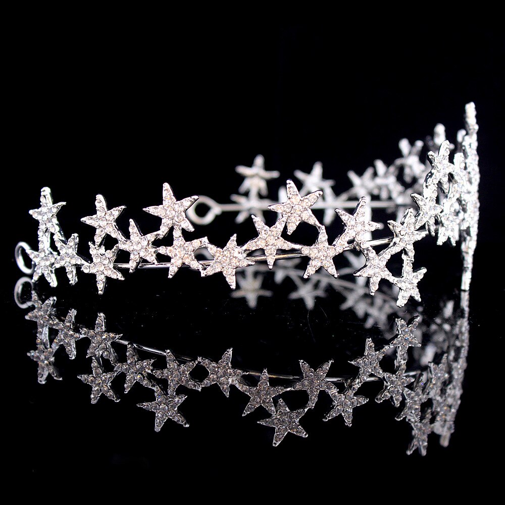 Luxury Handmade Crystal Star Hairbands Vintage Rhinestone Bridal Tiaras Crown Headband Wedding Hair Accessories Tiara De Noiva