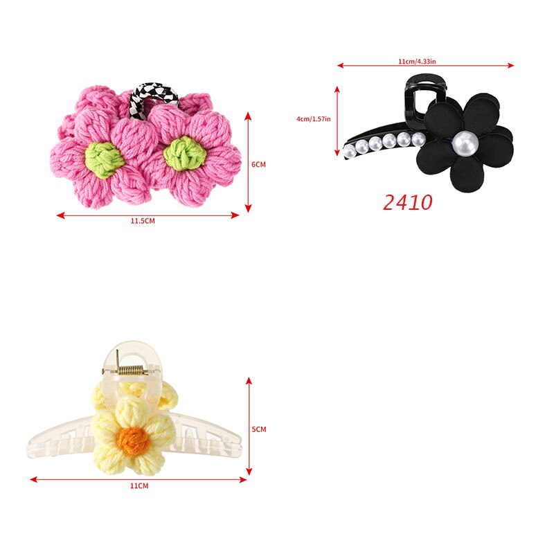 Knitted Floral Hair Claw Clips Hair Clamp Flower Hair Clip Hairpin Headdress Accessories