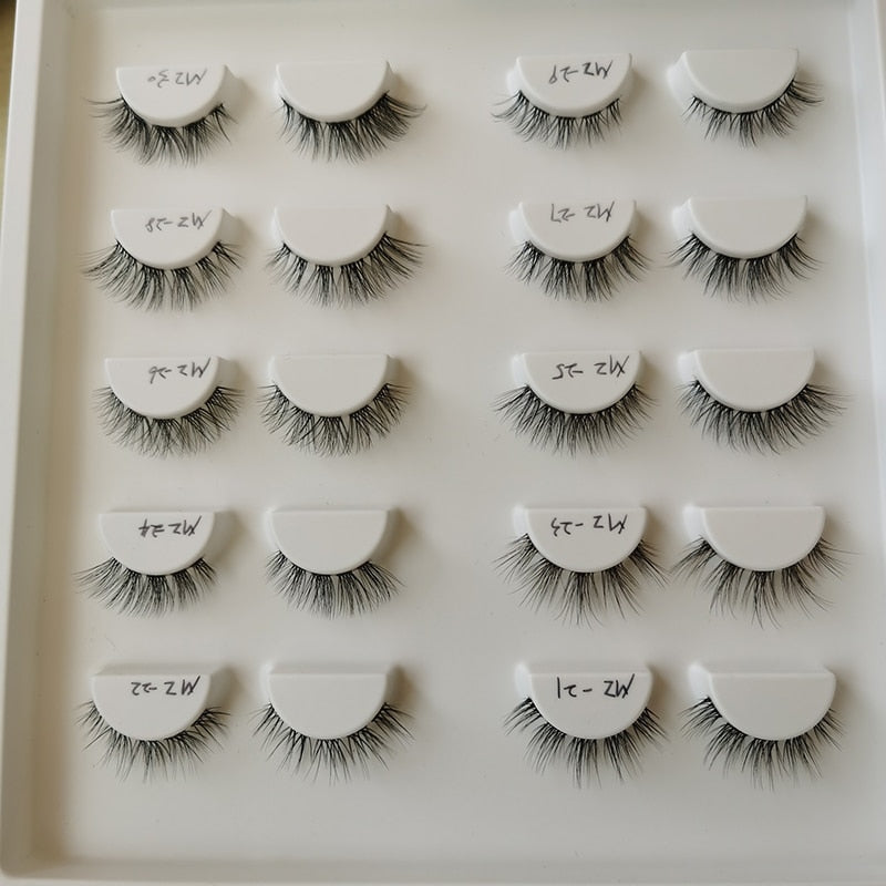 3pairs Mink Eyelashes Invisible Band Lash Extension Natural False Eyelashes Cross Cluster Fairy 3D Faux