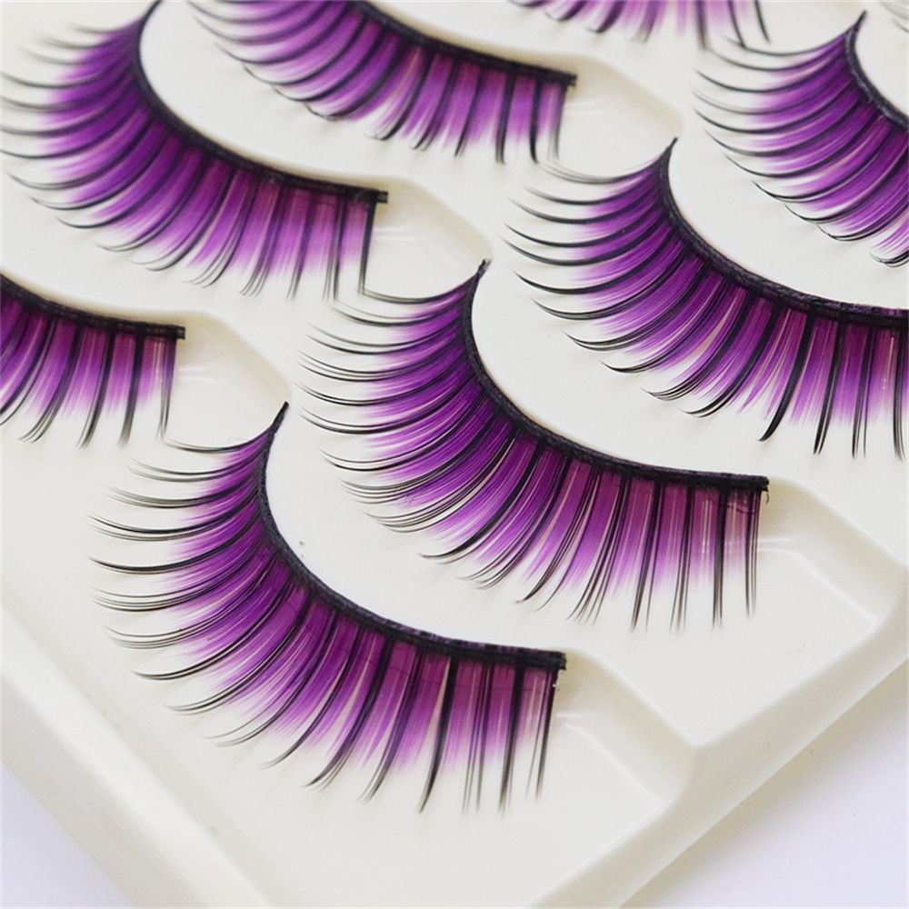 1/5Pairs Soft Mink False Eyelashes Natural 3D Fake Eye Lashes with Shiny Rhinestones Colored Extension Eyelashes