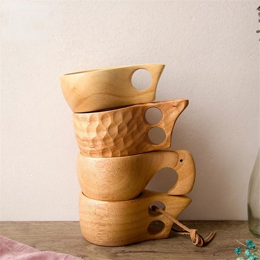 Chinese Portable Wood Coffee Mug Rubber Wooden Tea Milk Cups Water Drinking Mugs Drinkware Handmade Juice Lemon Teacup