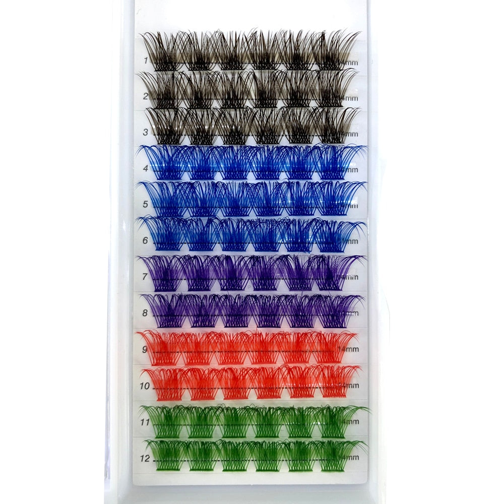 Colorful Individual Lashes Extension Natural Faux Mink Eyelashes Segmented Cluster