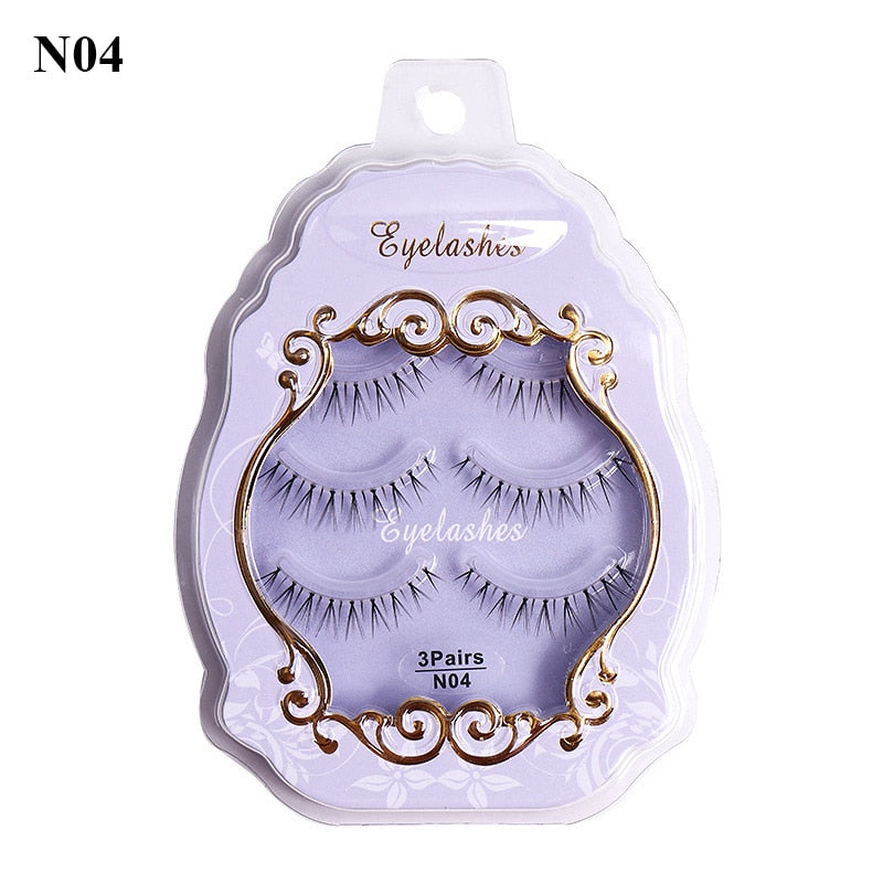 3pairs Mink Eyelashes Invisible Band Lash Extension Natural False Eyelashes Cross Cluster Fairy 3D Faux