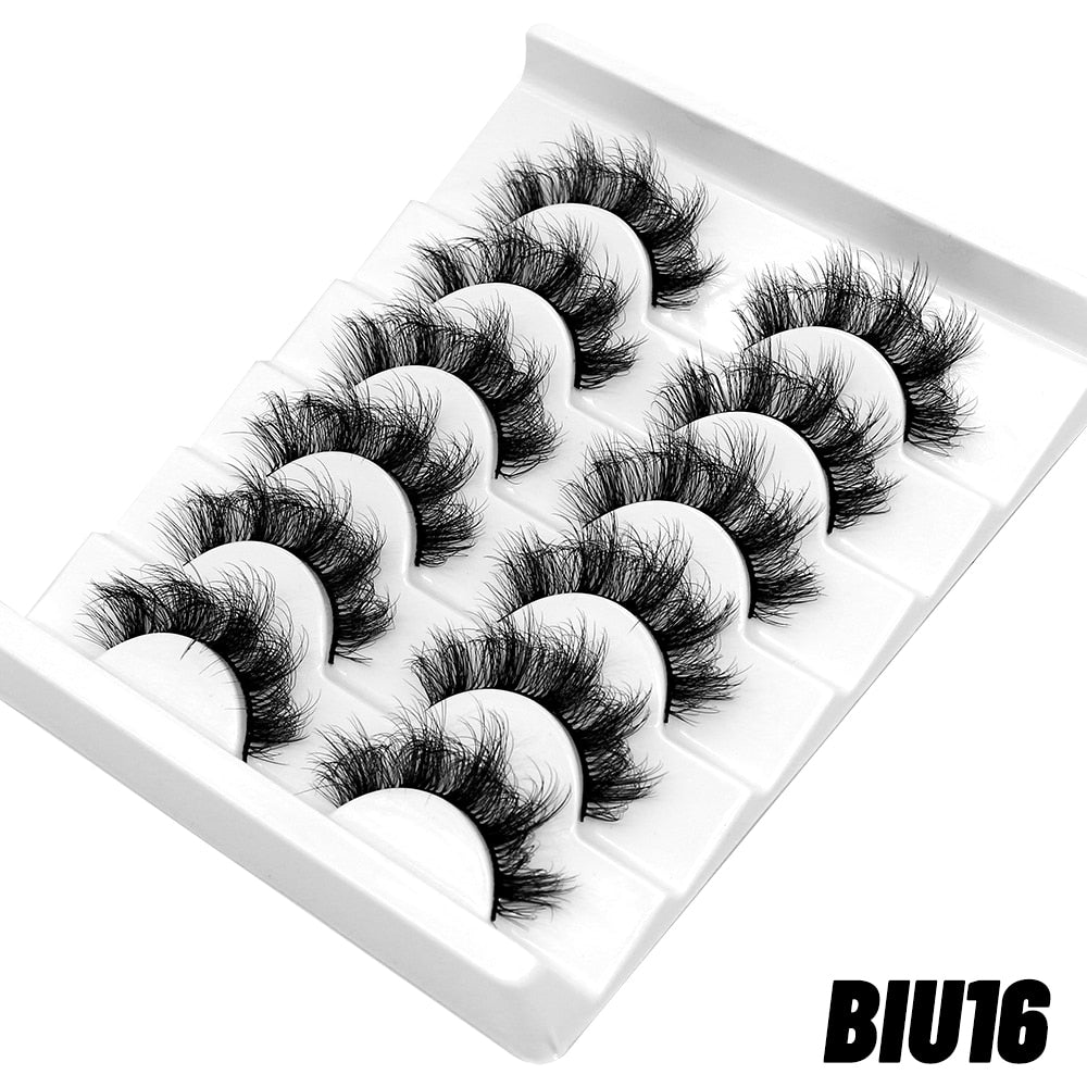 False Eyelashes Cat-Eye Fluffy Faux Mink Lashes 8D Wispy Lashes 5/6 Pairs Pack Dramatic Long Thick Volume Eyelashes