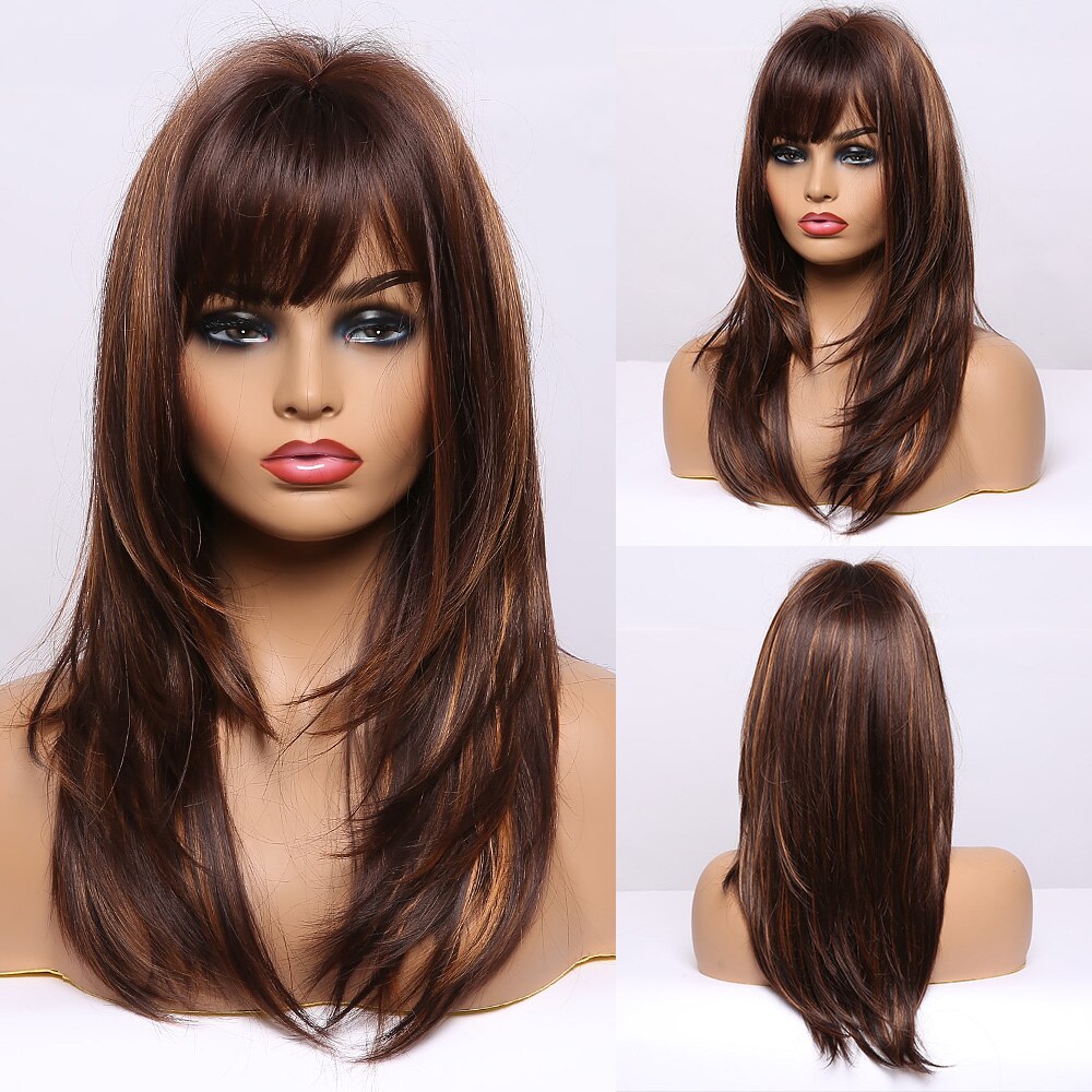 Black Bob Hair Wigs Medium Straight Synthetic Wig with Bangs Cosplay Wig Heat Resistant