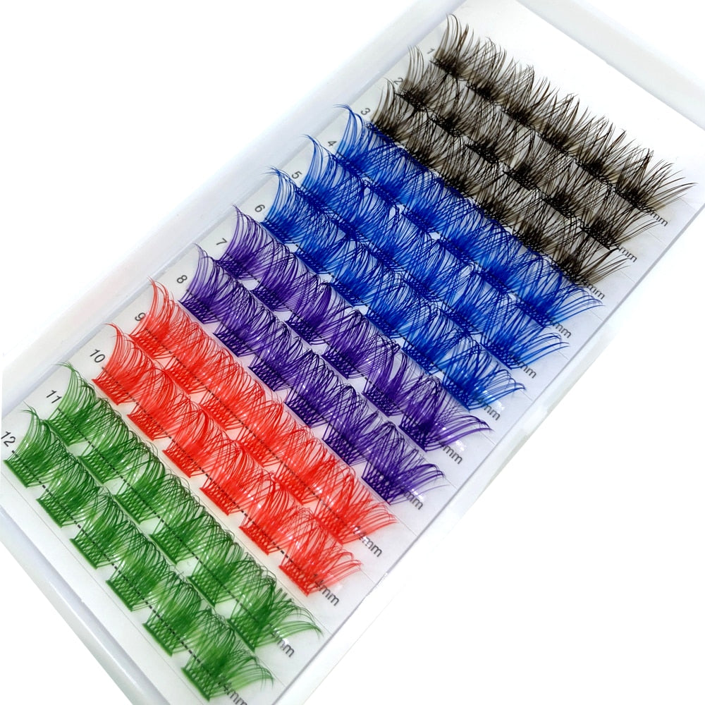 Colorful Individual Lashes Extension Natural Faux Mink Eyelashes Segmented Cluster