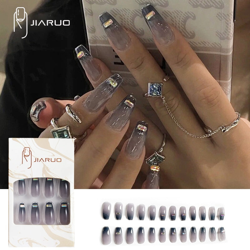 Fake nails press on nail art long tips False forms for extension with glue Stick reusable set design Acrylic Artificial