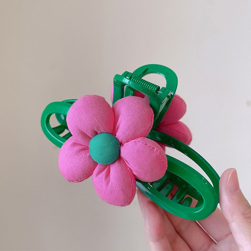 Large Hair Claw Flower Grace Shark Clip Headdress Summer Ponytail Claw Clip Sweet Hair Clip Cute Hairpin