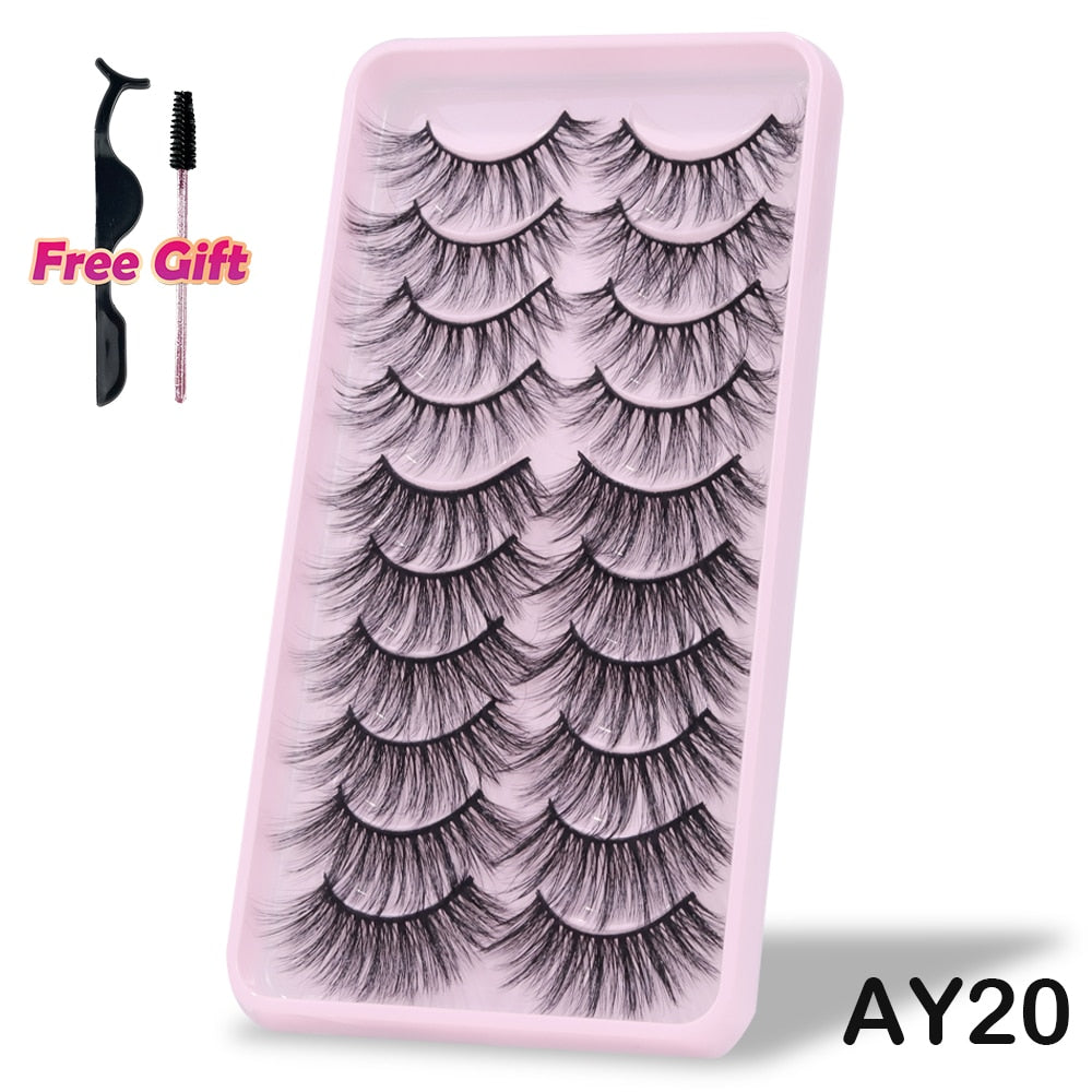 5/10/14Pairs Natural False Eyelashes Dramatic 3D Mink Lashes HandMade Fake Eyelash Extension Reusable Makeup Tool