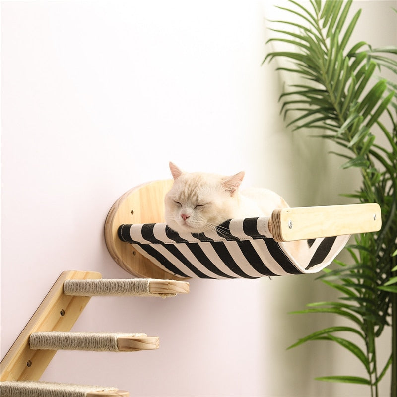 Cat Climbing Wood Frame Wall Mounted Solid Wood Cat Tree Jumping Platform Wall DIY Pet Furniture Kitten Springboard Scratching