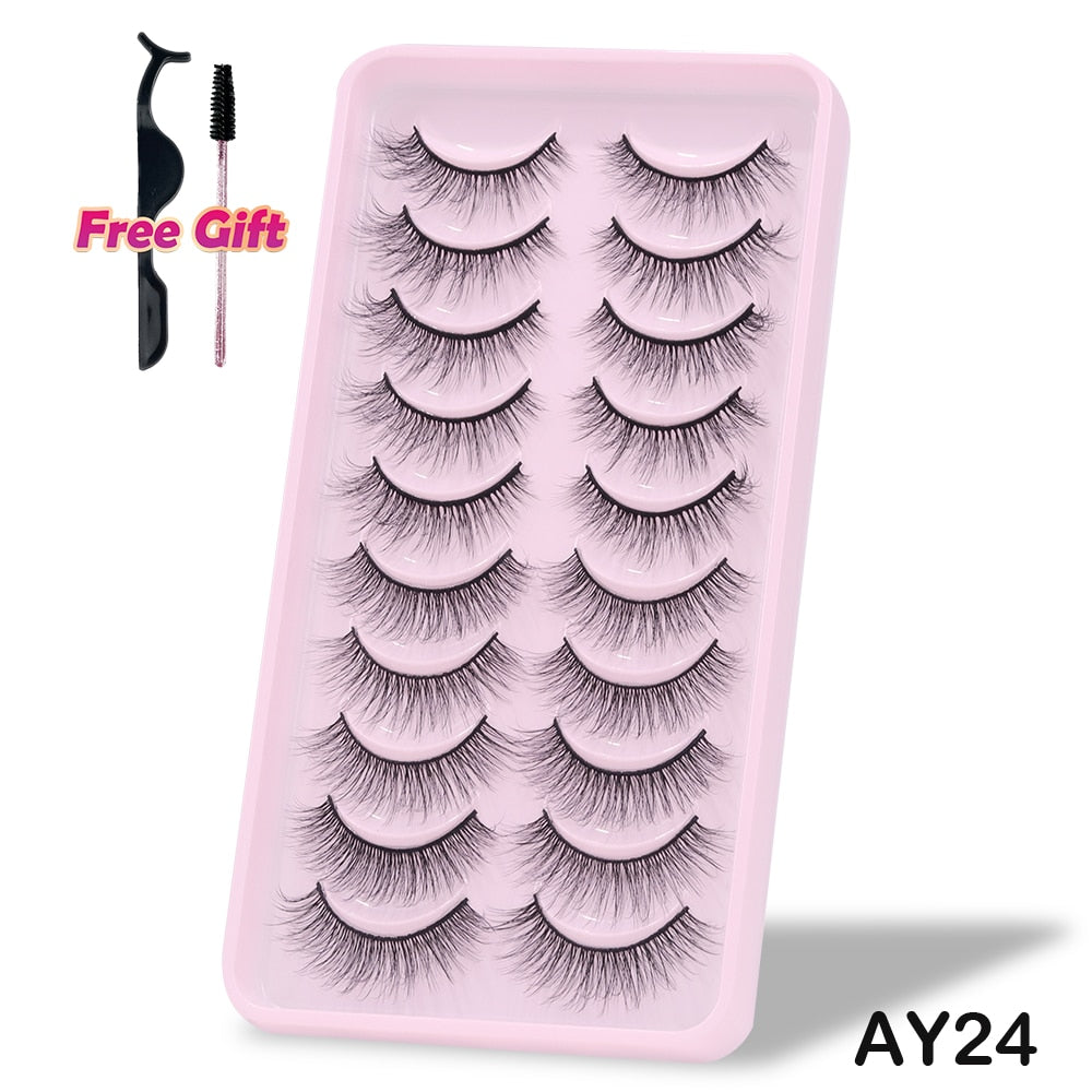 5/10/14Pairs Natural False Eyelashes Dramatic 3D Mink Lashes HandMade Fake Eyelash Extension Reusable Makeup Tool