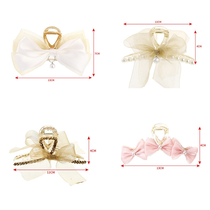 Cute Big Bow Hair Claws Sweet Hair Clip Ponytail Holder Hairpins Clip Hair Accessories