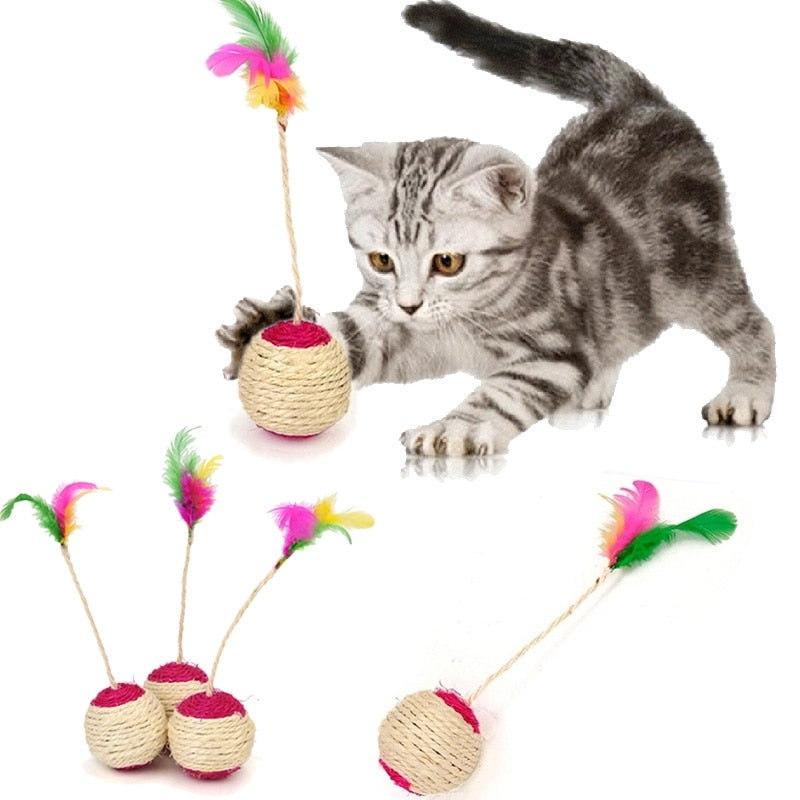 Cartoon Pet Cat Toy Stick Feather Rod Mouse Toy with Mini Bell Cat Catcher Teaser Interactive Cat Toy Kitten