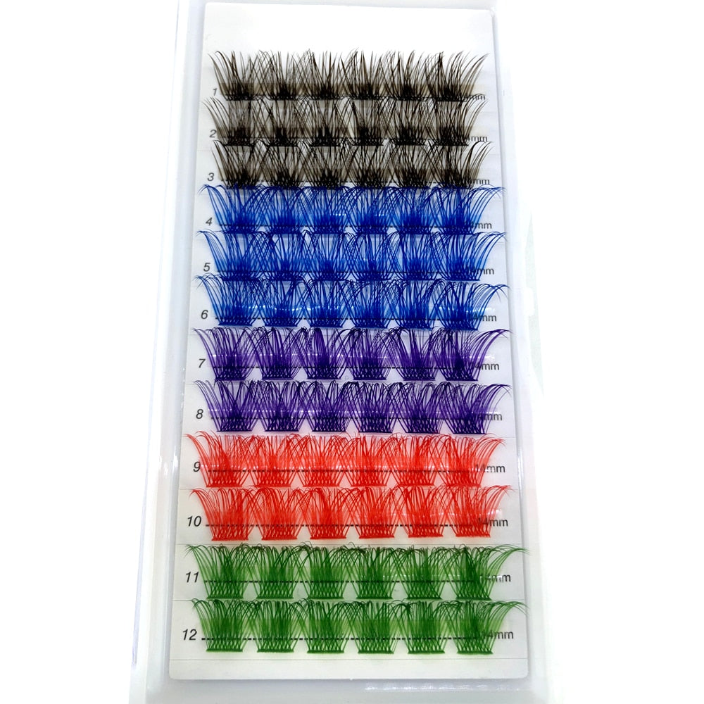 Colorful Individual Lashes Extension Natural Faux Mink Eyelashes Segmented Cluster